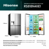 Frigorífico Americano Hisense RS818N4IIE1 Inox - >600 L, No Frost, Doble Circuito de Frío y WiFi